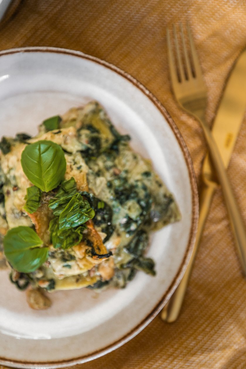 Vegane Mangold-Spinat-Lasagne mit grüne Linsen Lasagneplatten ...